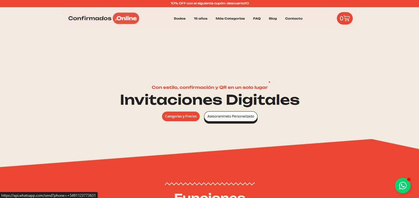 Captura de Confirmados.Online, plataforma propia de invitaciones digitales con RSVP