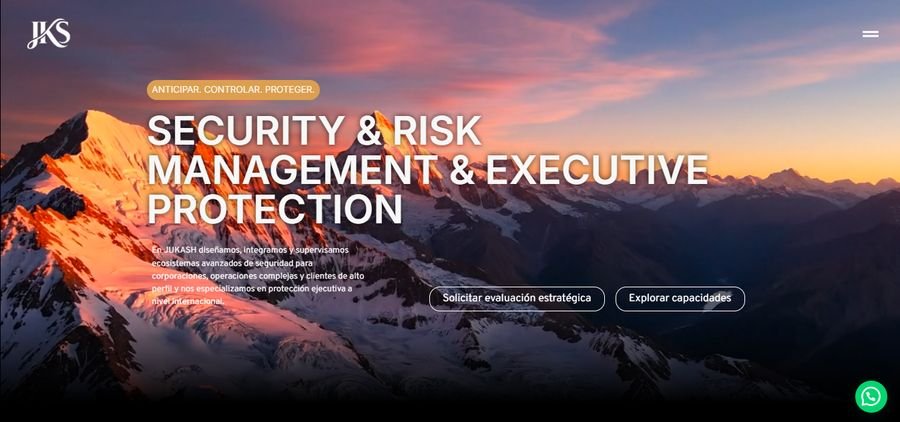 Captura del sitio institucional de Jukash Group, consultora internacional de seguridad